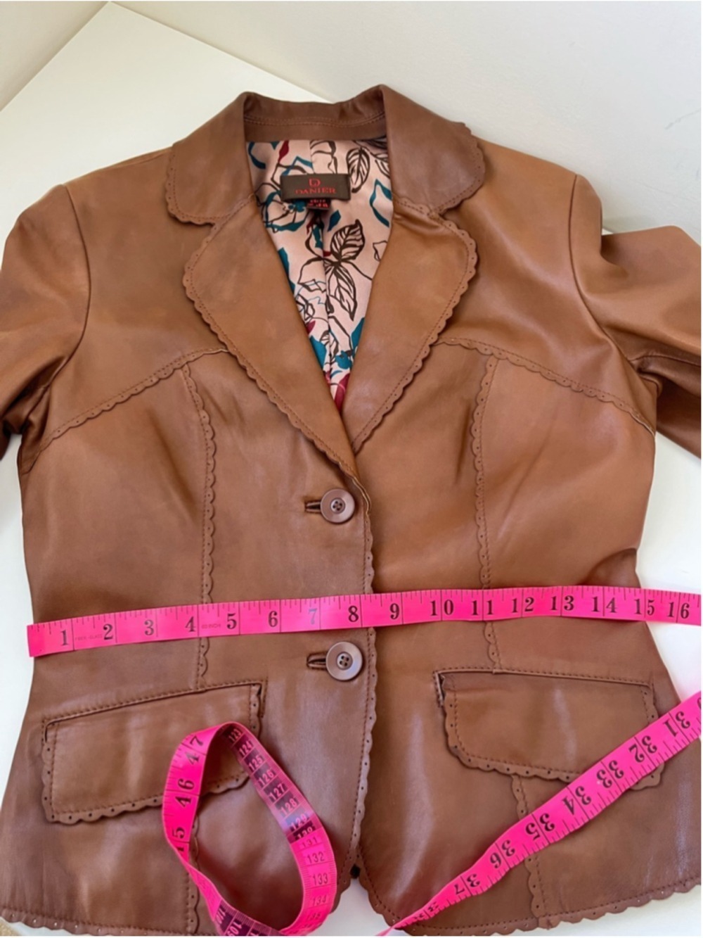 Danier Vintage Brown Camel Genuine Leather Button Front Jacket Size XS - Picture 9 of 10